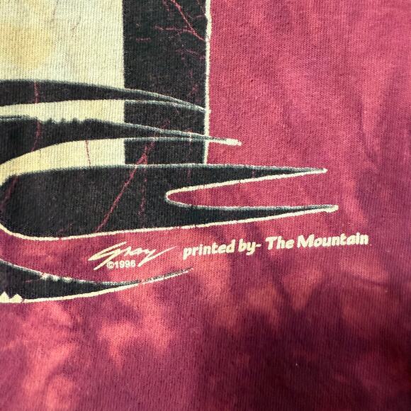 Vintage The Mountain Native American Print T Shirt Red Orange Tie Dye Western - Picture 3 of 5
